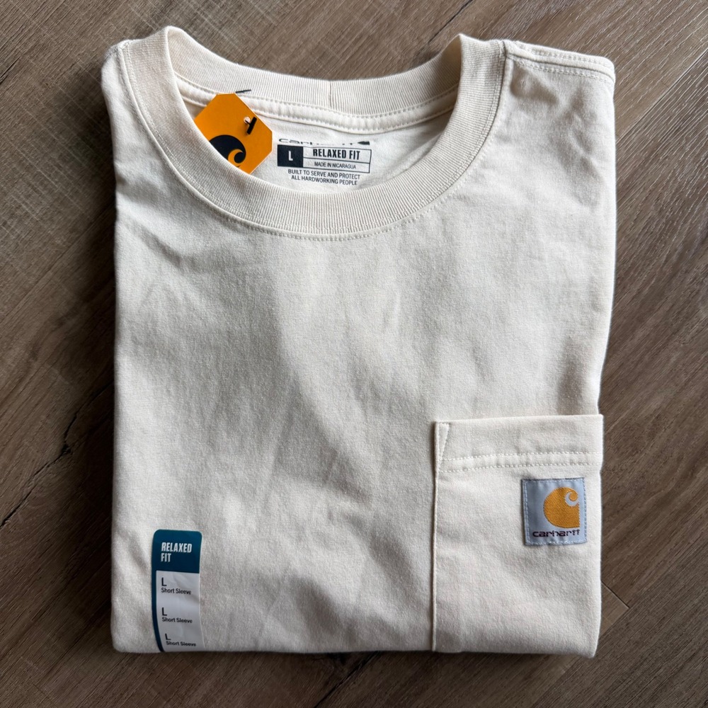 Carhartt Mens Irvine Relaxed Eagle Pocket T-Shirt Cream TK7439-M Large NWT